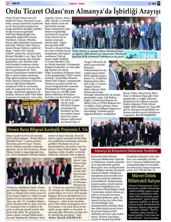 Toplum Gazetesi Aralık 2015 / Hessen Toplum Zeitung Dez. 2015