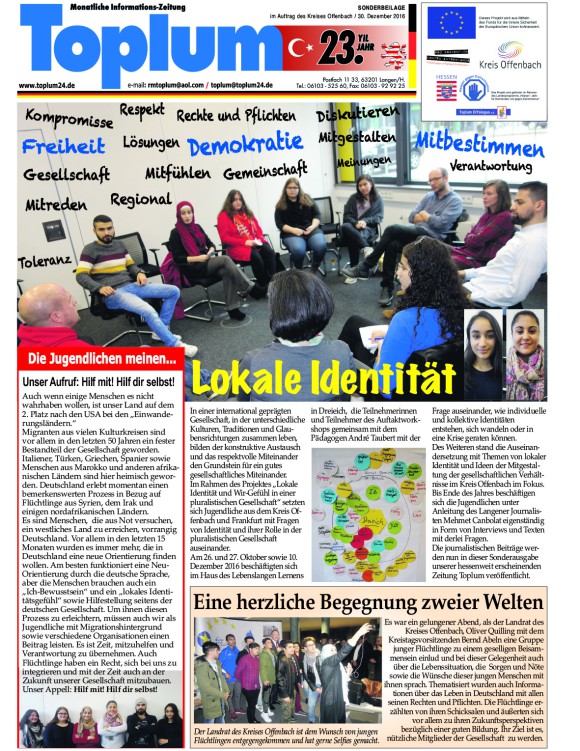 Sonderbeilage Toplum Zeitung: "Lokale Identität"